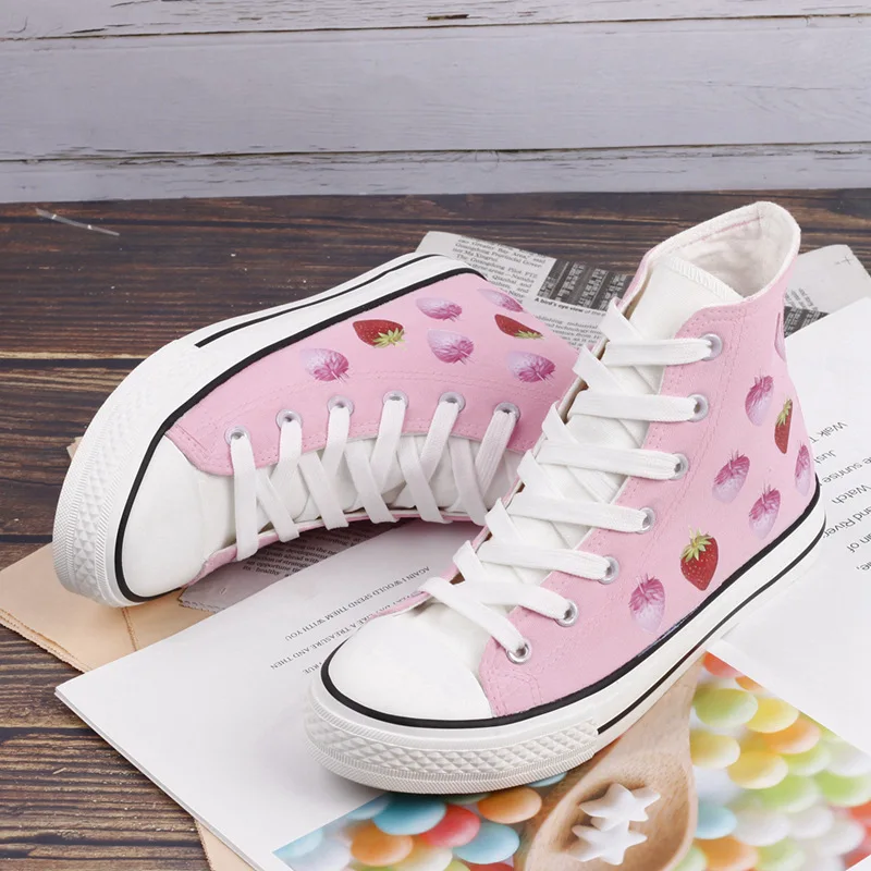 Canvas Shoe Women's Platform Shoes Woman High Help Fruits Hand Shoe Hand Shoe Strawberry Shoe Doodle Shoe Sneakers Sneaker Canvas Shoe Women's Platform Shoes Woman High Help Fruits Hand Shoe Hand Shoe Strawberry Shoe Doodle Shoe Sneakers Sneaker