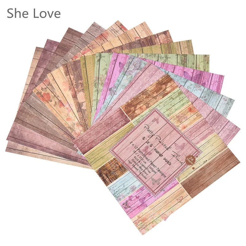 She Love 24 листа Скрапбукинг колодки бумага Оригами художественная бумага для фона открытки Сделай Сам Скрапбукинг Бумага Ремесло