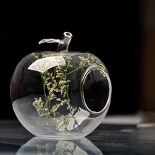 Прозрачное стеклянное яблоко горшок для суккулентов ваза, висящая/Сидящая стеклянная безделушка подставка для чайной свечи Террариум домашний декор с пейзажем