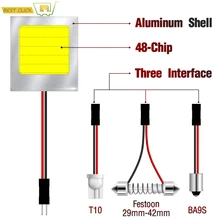Xukey-Panel de luz LED COB C5W W5W feston BA9S para coche, luz de 48 Chips, cúpula Interior automática, bulbos del mapa, 6000K, superblanco, 2W Al aire libre
