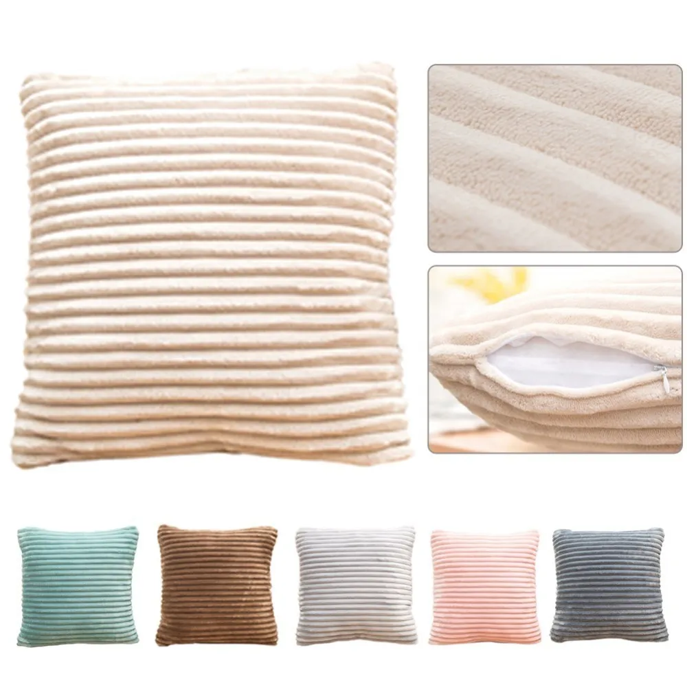 

1PC Flannel rectangle Pillow Case Modern Cushion Pillows Striped Velvet Cover Chair Home Decor Pillowcase 45x45cm/38x60cm