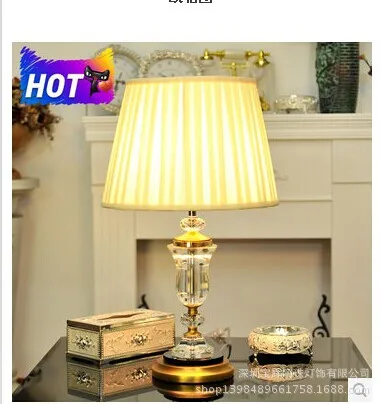 

Europe Luxurious Noble Table Lamps Fabric Crystal Copper Table Lamps Comfortable Useful Table Lamps In Living Room Bedroom Study