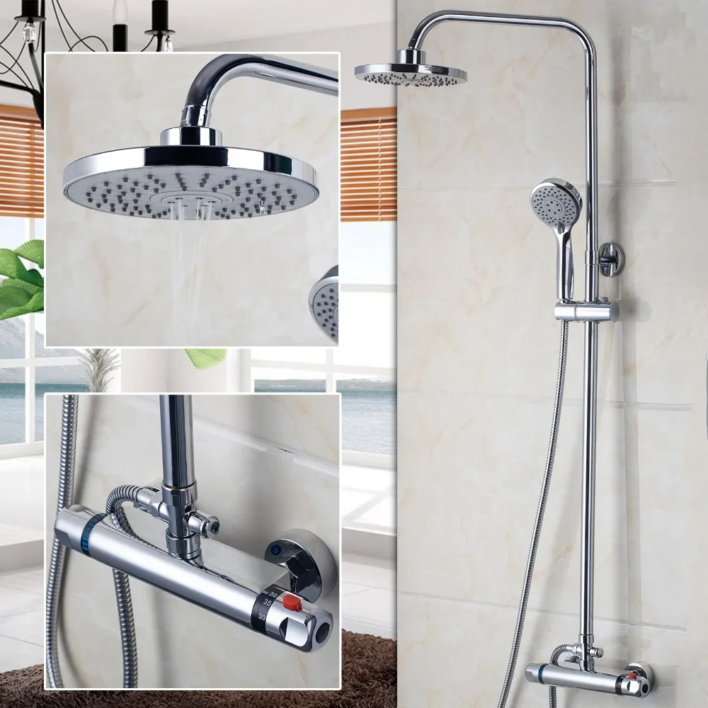 Thermostatic Bathtub Faucet Shower Head&Handle  Bathroom Faucets Bath Thermostatic Faucet Mixer Wall mounted Thermostatic Faucet