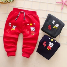 Новинка зимние Бархатные Теплые щенок узор штанишки для малышей От 0 до 2 лет мальчик/девушки мультфильм Стиль детские зимние штаны DK24