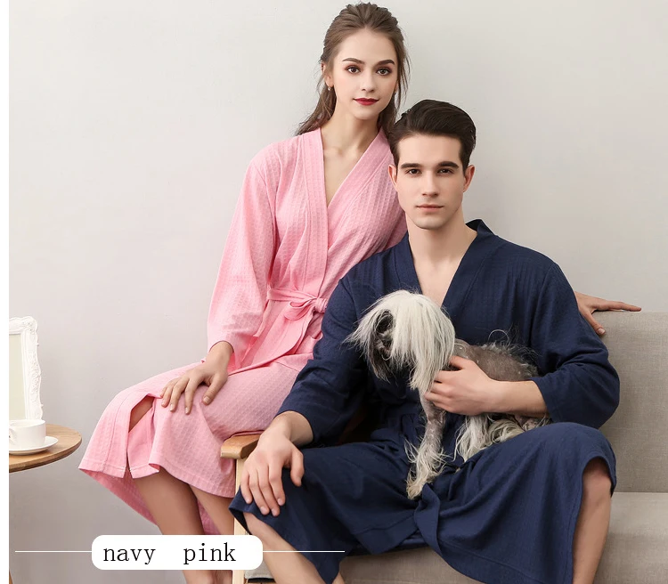 Men Woman Bathrobe Dressing Gown Plus Size M XL XXXL Lovers Summer Male Female Lounge Robes Nightgowns Couple Autumn Robe       99