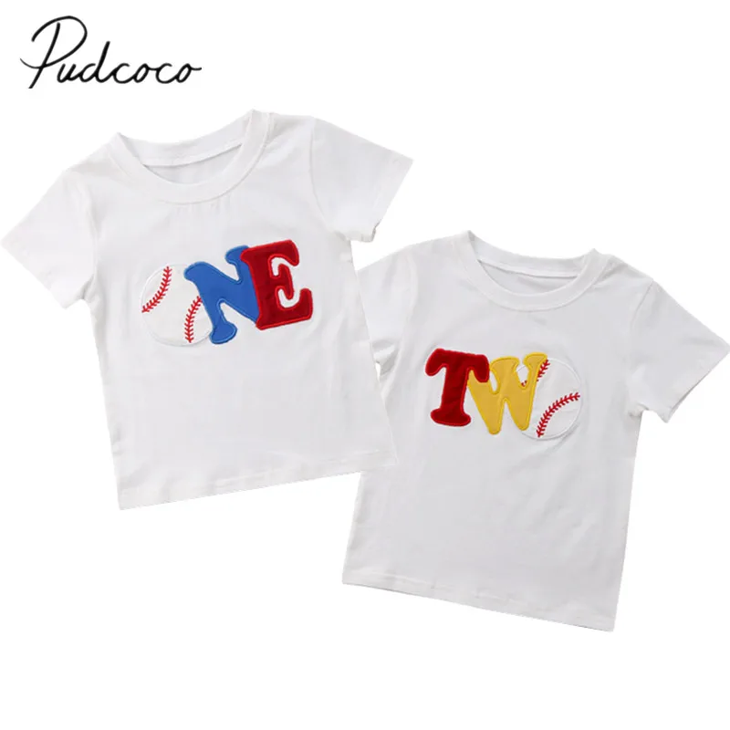 

2018 Brand New Toddler Infant Kid Unisex Birthday Age T Shirt Short Sleeve Casual Baseball Tops Cotton Clothes Summer Outfits