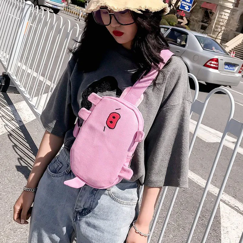 المراهقات لطيف Messager حقيبة المرأة البسيطة الحيوان الخنزير Crossbody حقيبة للإناث حقائب كتف الأزياء قماش Bolso موهير اليد حقيبة