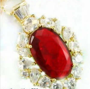 

Jewelr 005499 Red Cubic Zirconia Ruby 18KGP Crystal Pendant & Necklace