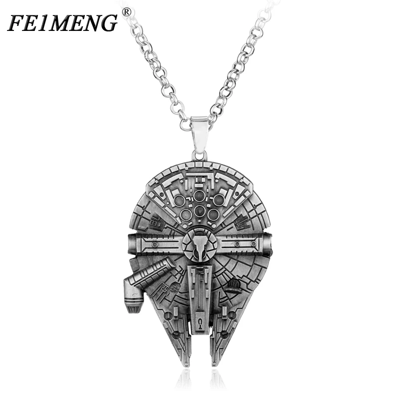

Movie Star Wars Mille Falcon Necklace Europe American Fashion Movie Jewelry Charm Chain Vintage Silver Pendant Accessories