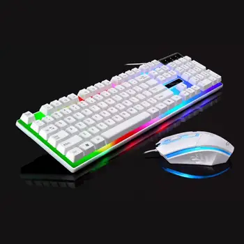 

2Pcs Ergonomic LED Backlight Quick Switch Wired Gaming Wrist Rest Keyboard Gaming Mouse Set for Notebook Laptop Mac Desktop PC T