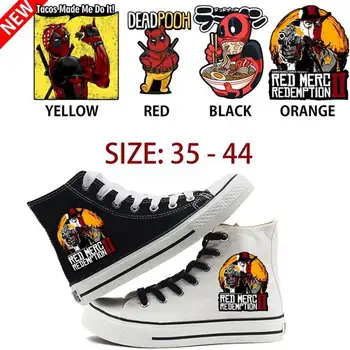 

Deadpool Cosplay Printing Illustration High Top Double-layer Canvas Sneakers Teen Customized Fashion Trainers Sneakers