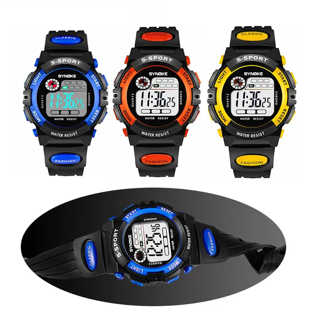 

Fashion Boys Girls Kids Students Digital Alarm Calendar Waterproof Sports Wrist Watch