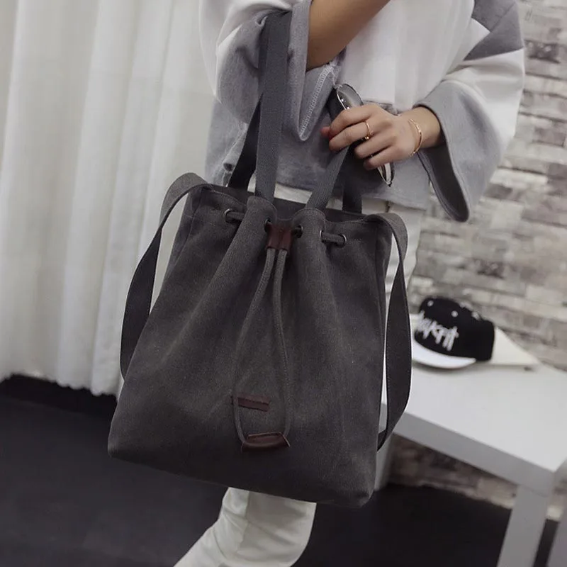 Женская модная сумка в сдержанном стиле, Повседневная Большая вместительная сумка, Одноцветный холщовый Универсальный наплечный мешок