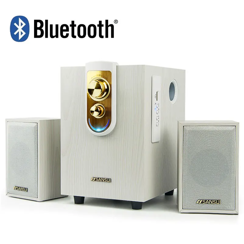 

2016 New White Wood Wireless Bluetooth HiFi Speakers desktop audio computer speaker multimedia mini speaker usb 2.1 subwoofer