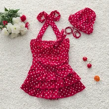 2016 Girls swimsuit skirt children swimwear girls Braces Swimsuit – Children Rosette Bathing Suit