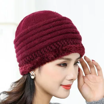 

8PCS / LOT SINGYOU Fashion Warm Rabbit Fur Headwear Women's Cap Lady Knitted Beanies Hat for Winter Bonnet Caps