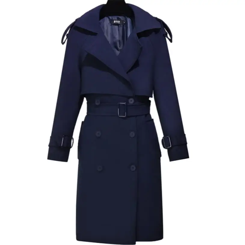 

new women's trench coat Long Women's British Double Breasted coat