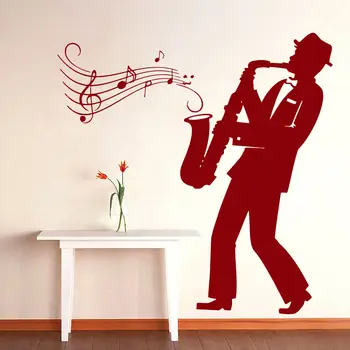 

Music Wall Decals Saxophone Jazz Orchestra Vinyl Decal Sticker Home Decor for Window Furniture Pattern Single-piece Package XUPC