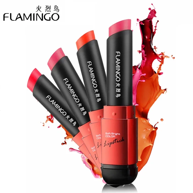 

Free Shipping FLAMINGO Food Grade Healthy Moisturizer Smooth Silky 6 Color Long Lasting Weightless Gentle Velvet Matte Lipsticks