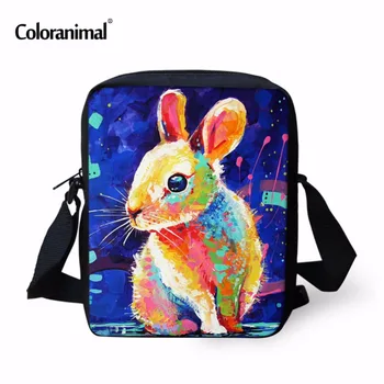 

Coloranimal 3D Animal Painting Small Messenger Women Rabbit Owl Tiger Print Ladies Book Bag bolsa feminina mujer Crossbody Bag