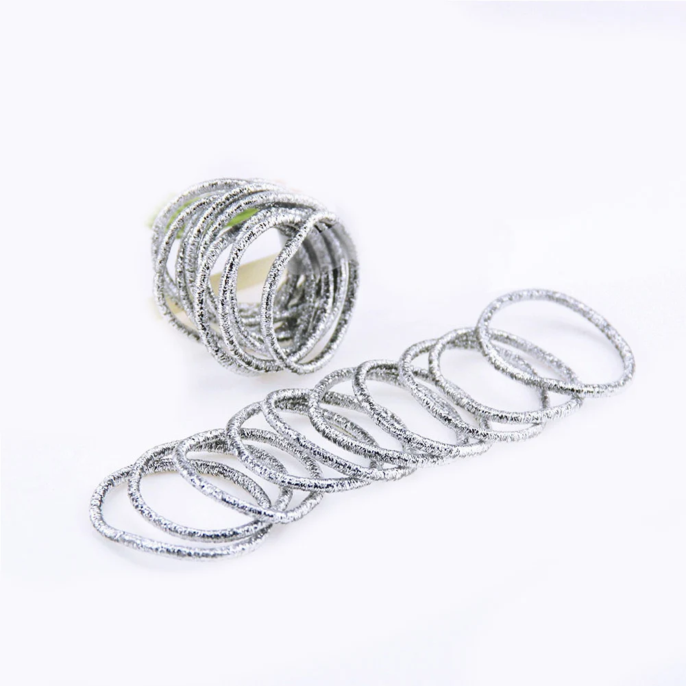 Серебристый Детские аксессуары для волос, 2,0 блестящие волосы, Rope10 упаковка, резинка для волос, резинка для хвоста для девочек, резинка - Цвет: Серебристый