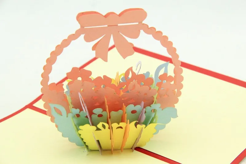 Корзина цветок спасибо карточка общие карты/3D Киригами всплывающие карты/ручной работы поздравительные открытки Пасхальный день карты