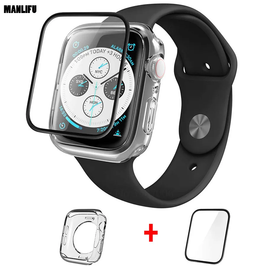 3D изогнутое закаленное стекло (бесплатный подарок) для Apple Watch 40 мм 44 серия 4