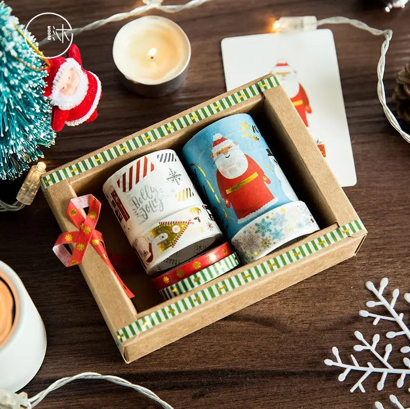 

Merry Christmas decoration washi tape set Gold foil Happy new year masking tapes diary stickers scrapbooking Stationery A6066