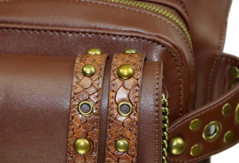 Коричневый из искусственной кожи с заклепками стимпанк нога кобура поясная сумка в стиле ретро панк Сумки на плечо Готический сумка