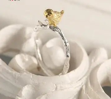 

New Arrivals Silver Plated Bird Rings Cute 3d Animals Ring For Girl Women Gift Fashion PartyJewelry Free Shipping