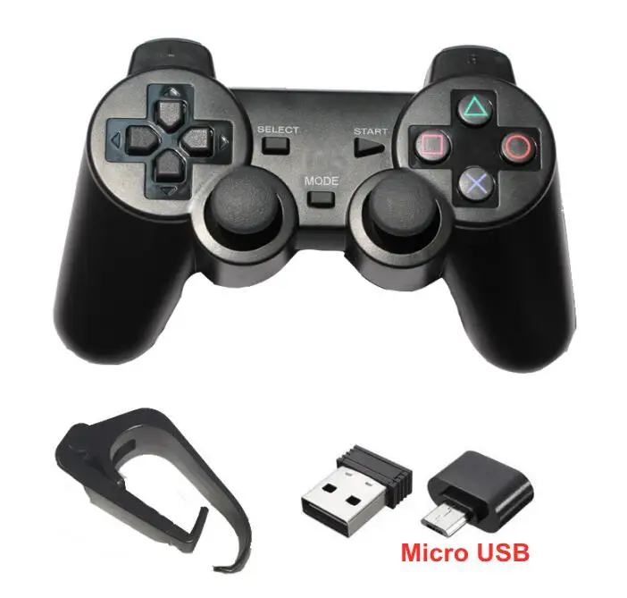 2,4G беспроводной геймпад для PS3/PC/Android/tv Box игровой контроллер игровой джостик для телефона контроллер с Micro USB или type C - Цвет: Черный