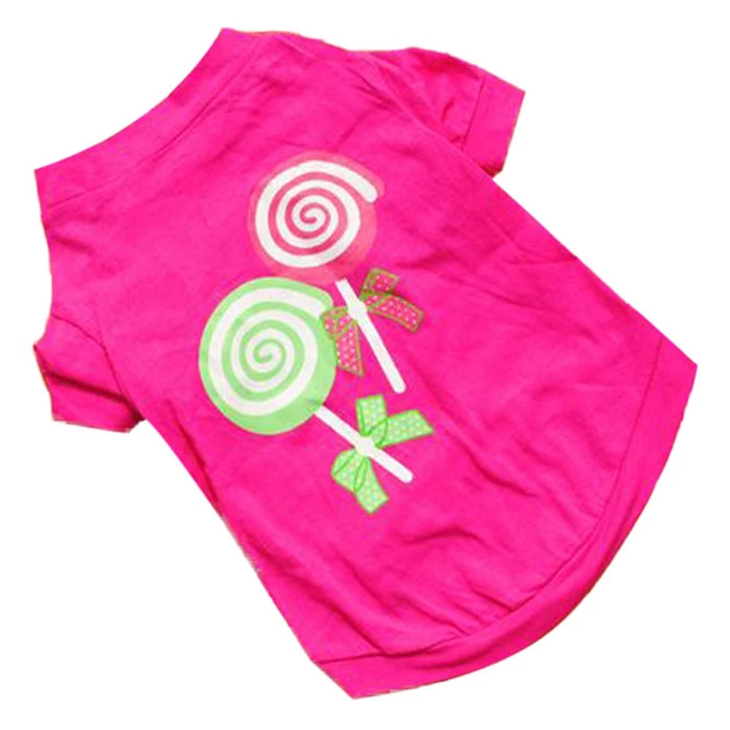 

Clothes For Dogs Lollipop Pattern New Fashion Dog Pet Clothing Summer Pink Princess Sleeveless T-Shirts Ropa De Perro #R5