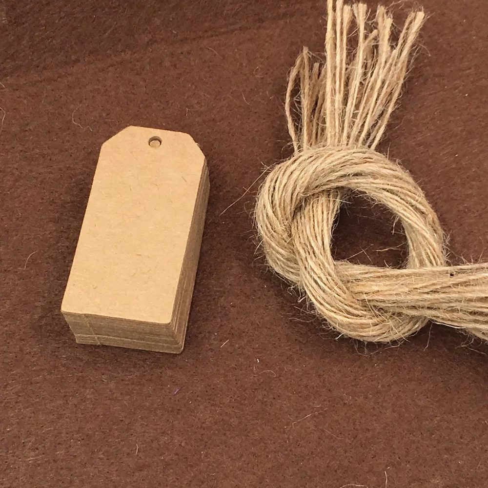 200pcs Kraft Paper Hang Tags+200PCS Hemp Strings Blank Gift Tag Garment Tag/Price Tags DIY