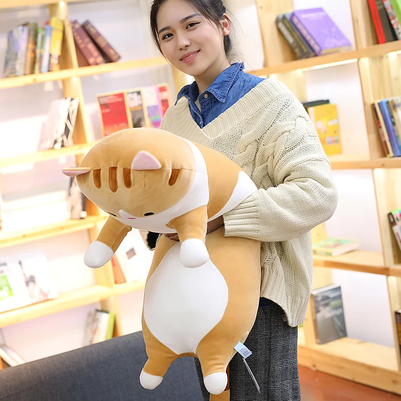 Cute Kitten Plush Sleeping Pillow Doll Big Stuffed Cartoon Cat Toy Funny Kawaii Leisure Boyfriend Pillow for Lover Children Gift 35inch 90cm DY50307(17)