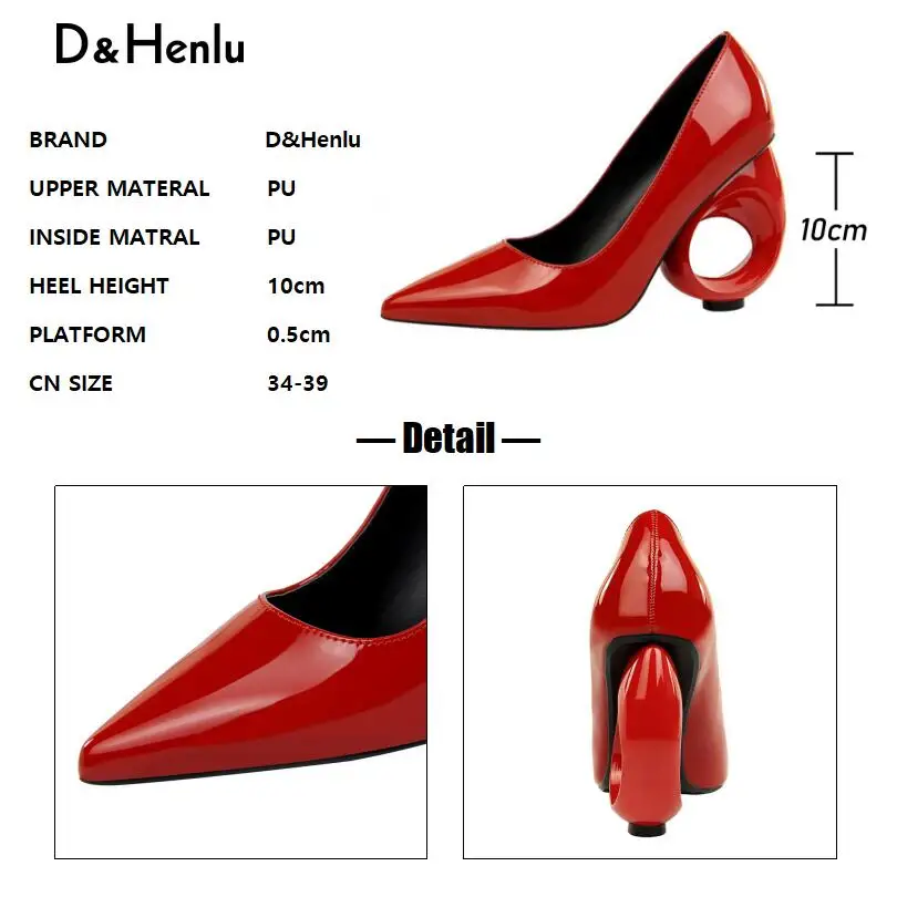 {D& Henlu}/Женская обувь в необычном стиле осенние женские туфли-лодочки на высоком каблуке г. Пикантные туфли на высоком каблуке с острым носком, chaussures femmes