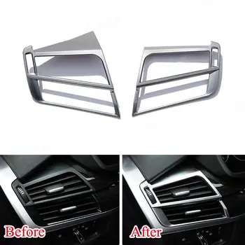 

BBQ@FUKA 2x ABS Car Inner Dashboard Front Air condition Vent Outlet Cover Trim Sticker Decoration Fit For BMW X5 F15 X6 F16 2015