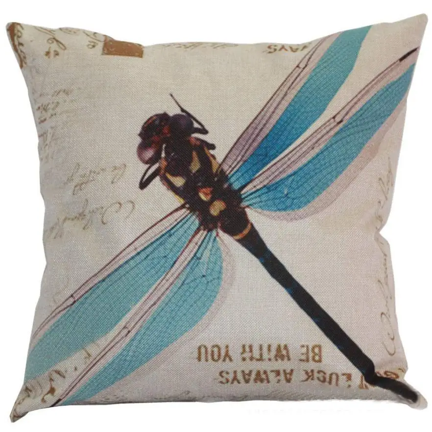 

decorative cushion cover 45x45cm cotton Dragonfly Sofa Bed Home Decor Throw pillow cover case Cushion