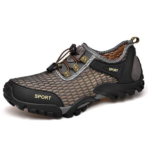 Летняя крутая Мужская походная обувь quik-сухие мужские кроссовки размера плюс 46 Уличная обувь для ходьбы - Цвет: Серый