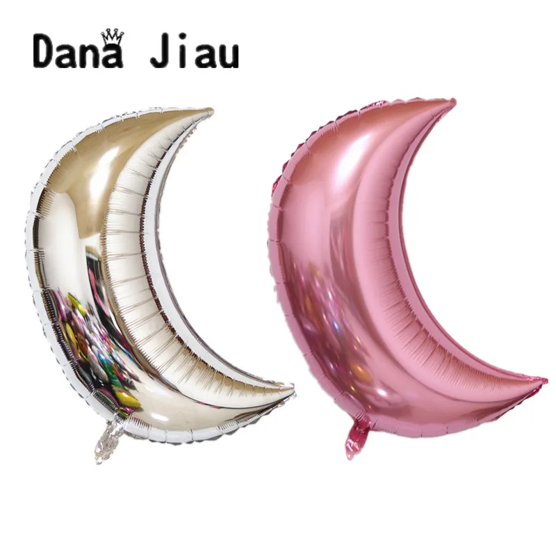 

36inch Silver Pink Moon Shaped Foil Balloon Air Balloons Event Star Baloon Kids Toy Wedding Birthday Party Decoration Holiday