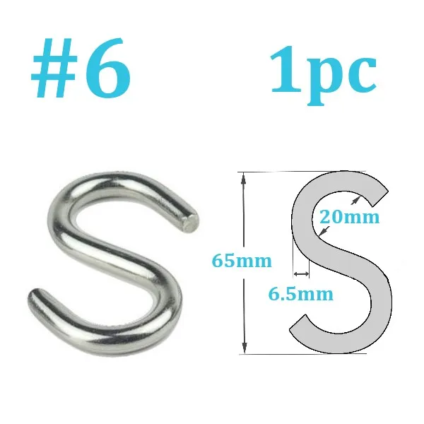 8 размеров нержавеющая сталь S крючки s-образный крюк кухонные держатели для подвесного хранения ванная комната многофункциональные S подвесные крючки - Цвет: No.6           1pc