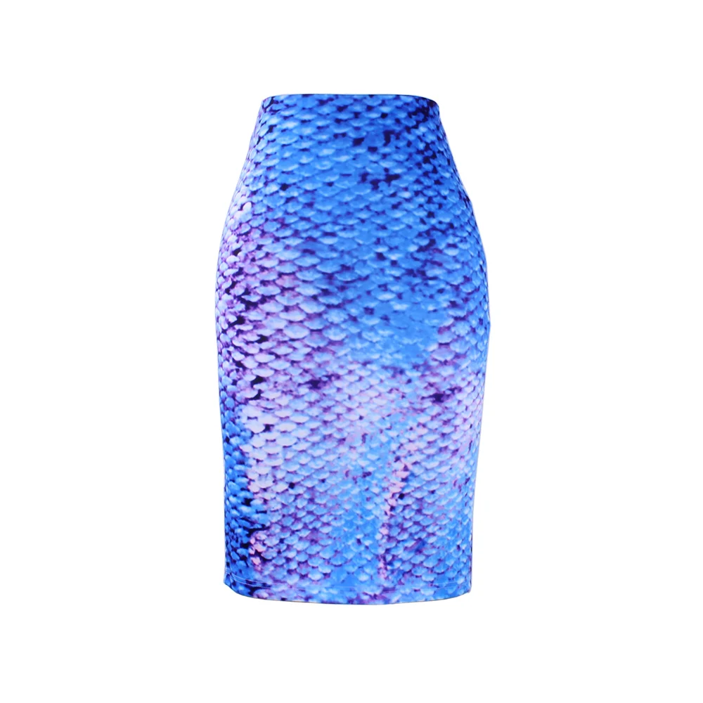 

2017 charming Mermaid fish scales pattern women pencil skirts fashion lady midi saia female faldas girls bodycon bottoms M-XXL