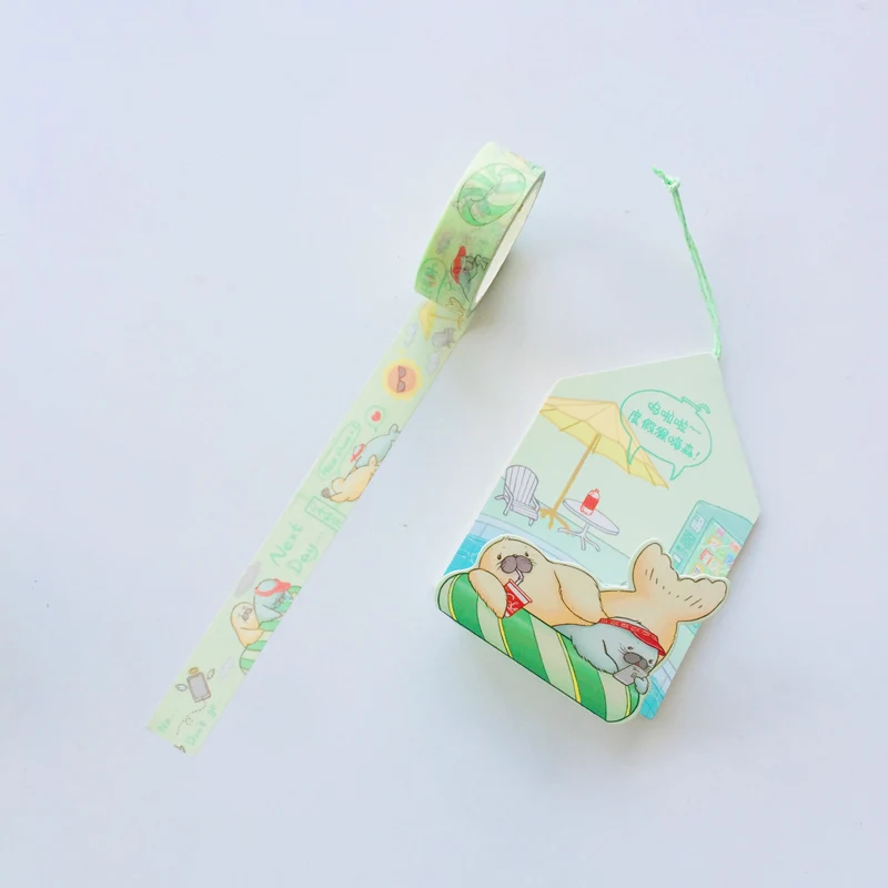 15mm X 5m Kawaii Cats Otter Fox Animals Pendant Decorative Washi Tape DIY Scrapbooking Masking Tape School Office Supply - Color: otter