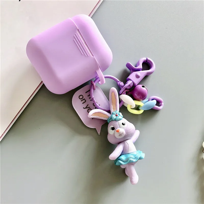 Cute Earphone Case For AirPods Cartoon ShellieMay Duffy&Stellalou Wireless Headphones Cover For Apple Airpods 2 Bag Accessories - Цвет: Фиолетовый