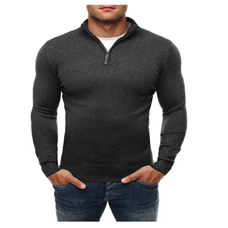 Мужской свитер на молнии с высоким воротником, Модный повседневный однотонный тонкий свитер, свитер для спорта на открытом воздухе, кемпинга, Тактическая Военная Мужская рубашка