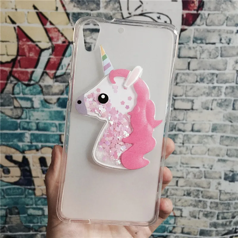 

Luxury TPU Girls Case Coque for HTC Desire 728 728G D728T D728W Unicorn Cover Dynamic Quicksand Phone Cases Glitter Liquid
