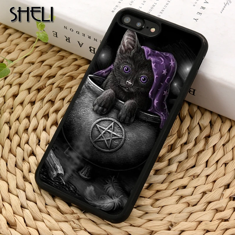 SHELI Black Cat Staring Eyes Phone Case Cover For iPhone 6 6S 7 8 Plus X XR XS max 5 5S SE Samsung Galaxy S6 S7 edge S8 S9 |