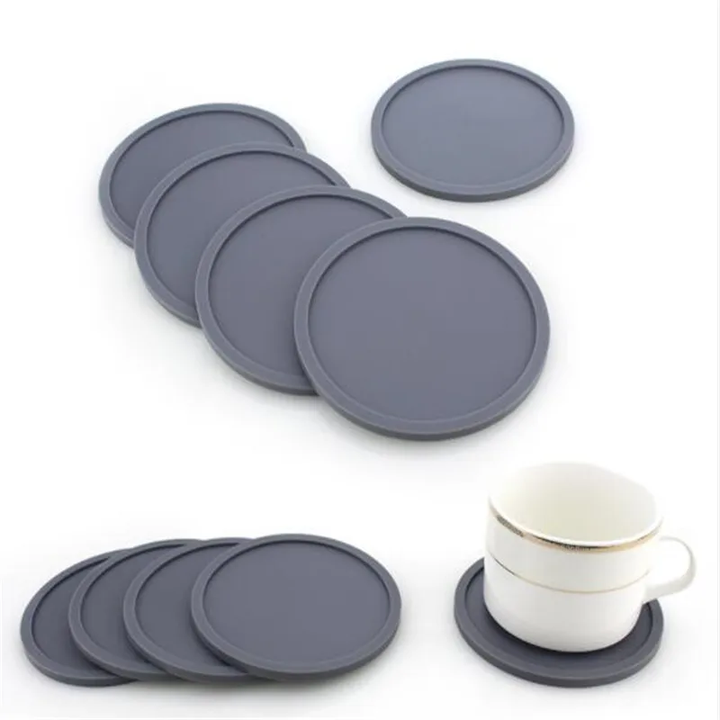 

Heat Resistant Silicone Round Drink Coaster Table Mat Kitchen Bar Drink Cup Pad Placemat Household Kitchen Supplies