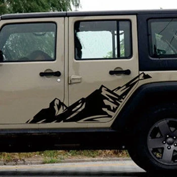 

2PCS Snow Mountain Sticker Car Side Graphic Skirt Decals Fit For Jeep Wrangler Parts Auto Styling Mouldings