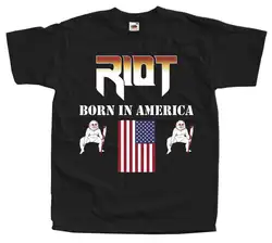 RIOT-Born In America 1983 черная футболка 100% хлопок все размеры S-5XL Повседневная принтованная футболка хип-хоп забавная футболка, мужские футболки