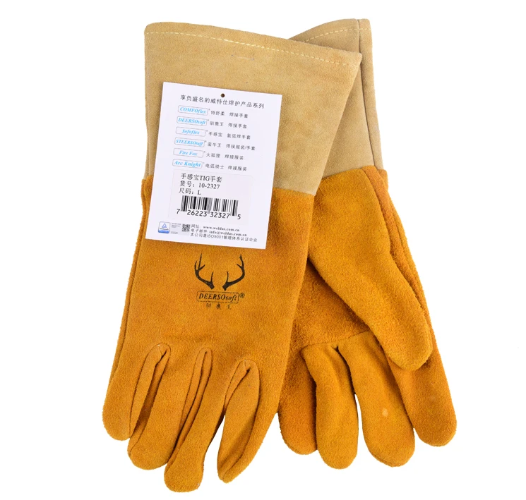 Разделение оленей кожи труда сварочные перчатки TIG миг безопасности перчатки оленьей кожи перчатка работы драйвера